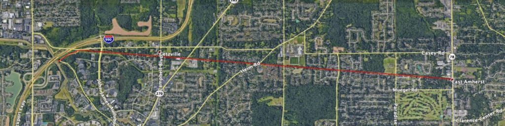 Map of the Peanut Line trail from Google Earth.